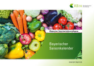 Titelbild des KErn Saisonkalenders das mit Obst und Gemüse gestaltet ist