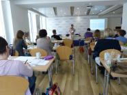 Marie Lampert berichtet auf dem Journalisten-Workshop über die Methode des "Storytellings"