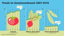 grafische Darstellung der Trends im Gemüseverbrauch von 2007 - 2008