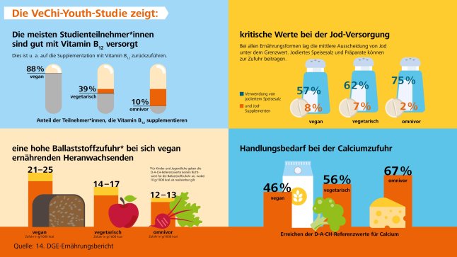 Bildliche Darstellung der vegetarischen Ernährung bei Kindern und Jugenglichen