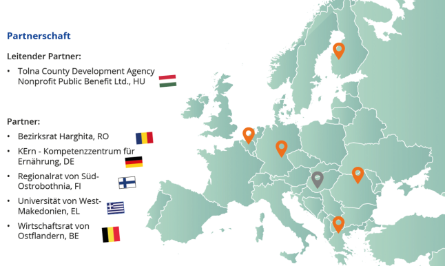 Landkarte, auf der die Partnerschafte des FRiDGE-Projektes eingezeichnet sind
