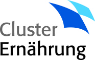 Logo  Das Bild zeigt das Logo vom Cluster Ernährung. Man sieht eine dunkelblaue und eine hellblaue Raute.