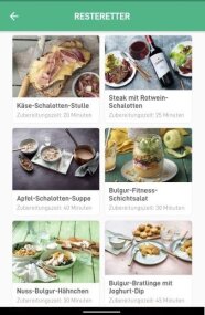Display eines Handys mit Rezeptideen zu Retten von Lebensmitteln