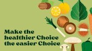stilisiertes Gemüse, daneben der Text "Make the healthier Choice the easier Choice"