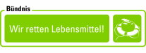 Logo des Bündnisses Wir retten Lebensmittel mit Apfel in Schwimmring